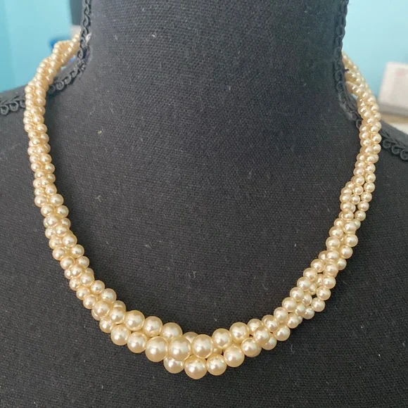 Napier Jewelry Vintage Napier Triple Strand Twisted Faux